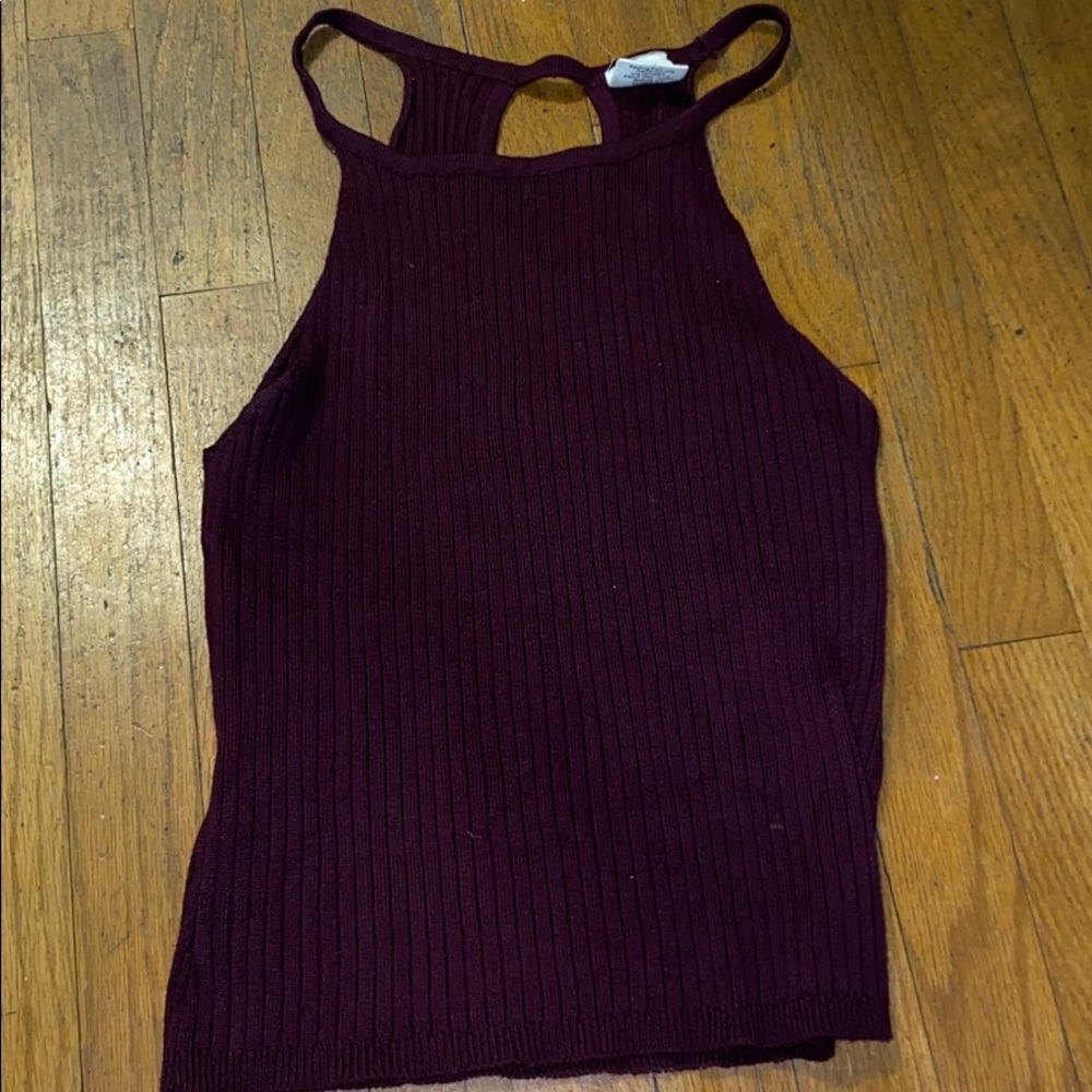 Maroon sweater material tank top